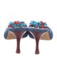 Manolo Blahnik Denim Beaded Accents Mules