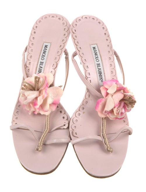 Manolo Blahnik Leather T-Strap Sandals