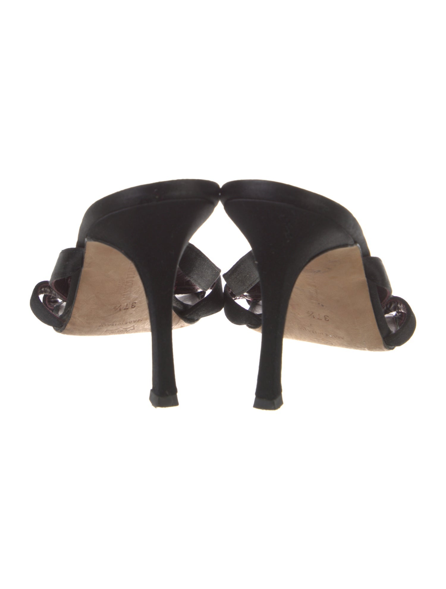 Manolo Blahnik Satin Crystal Embellishments Slides