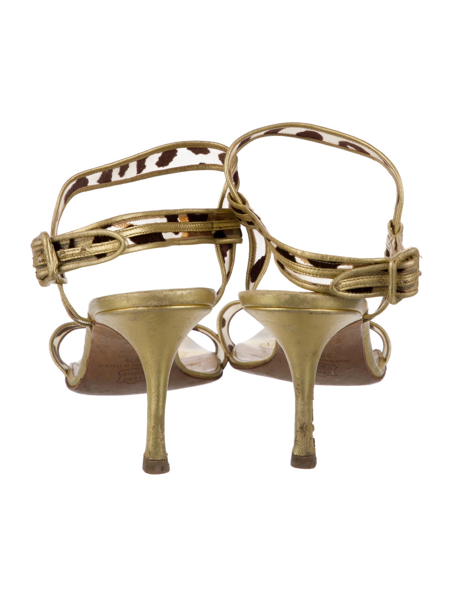 Manolo Blahnik Lace Colorblock Pattern Sandals