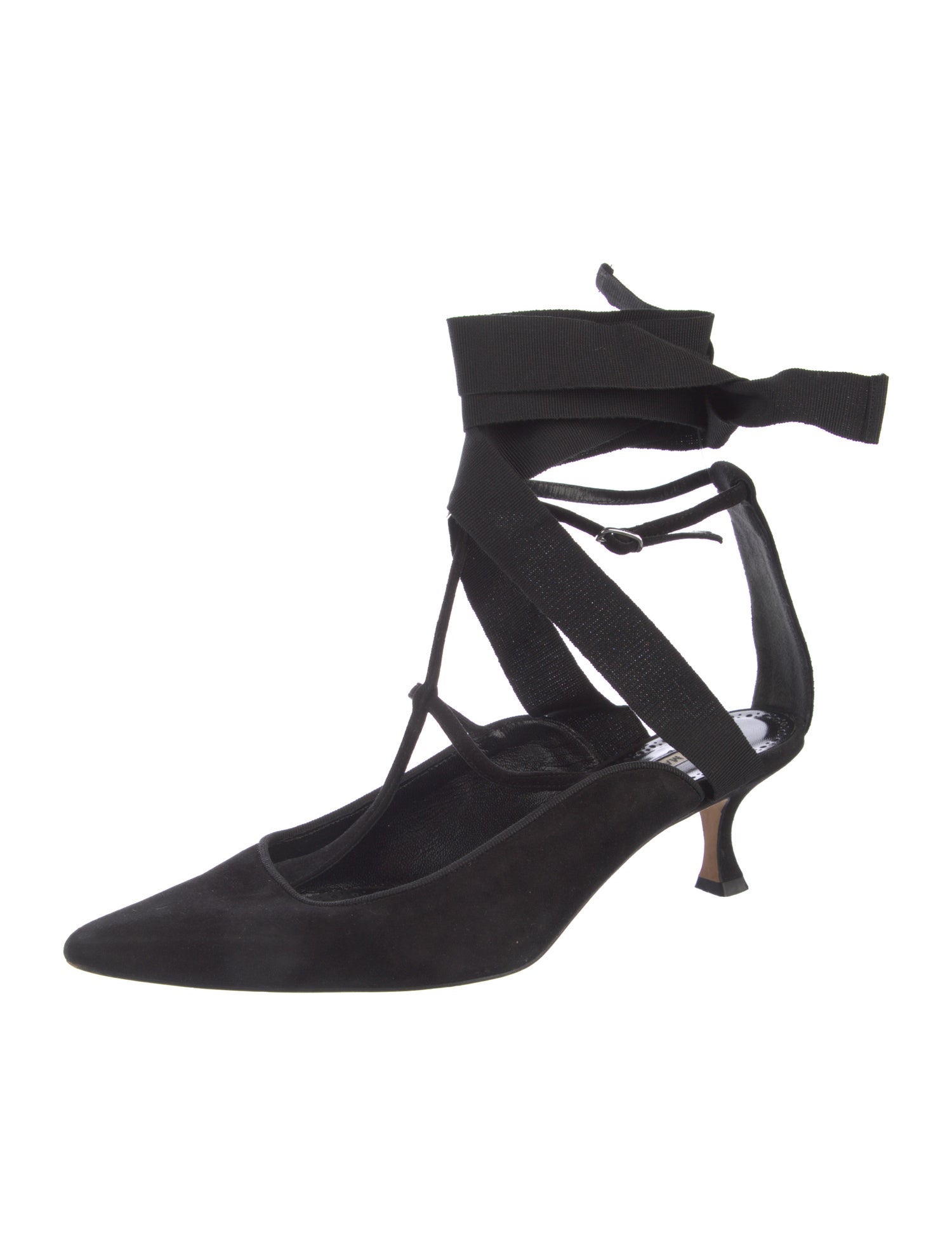 Manolo Blahnik Suede T-Strap Pumps