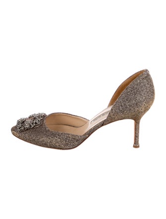 Manolo Blahnik Crystal Embellishments D'Orsay Pumps