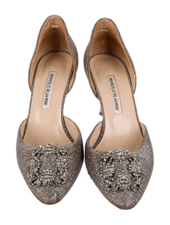 Manolo Blahnik Crystal Embellishments D'Orsay Pumps