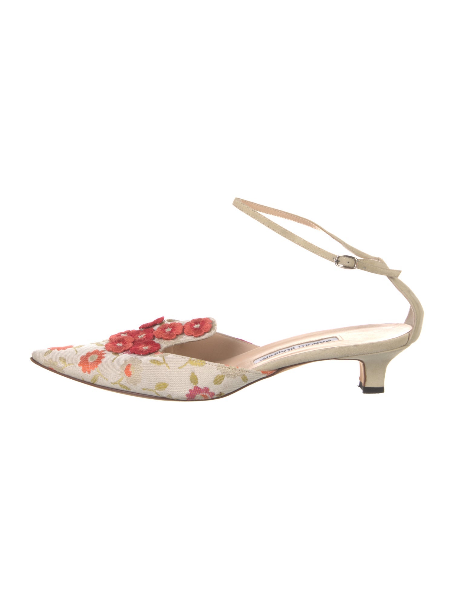 Manolo Blahnik Canvas Floral Print Mules