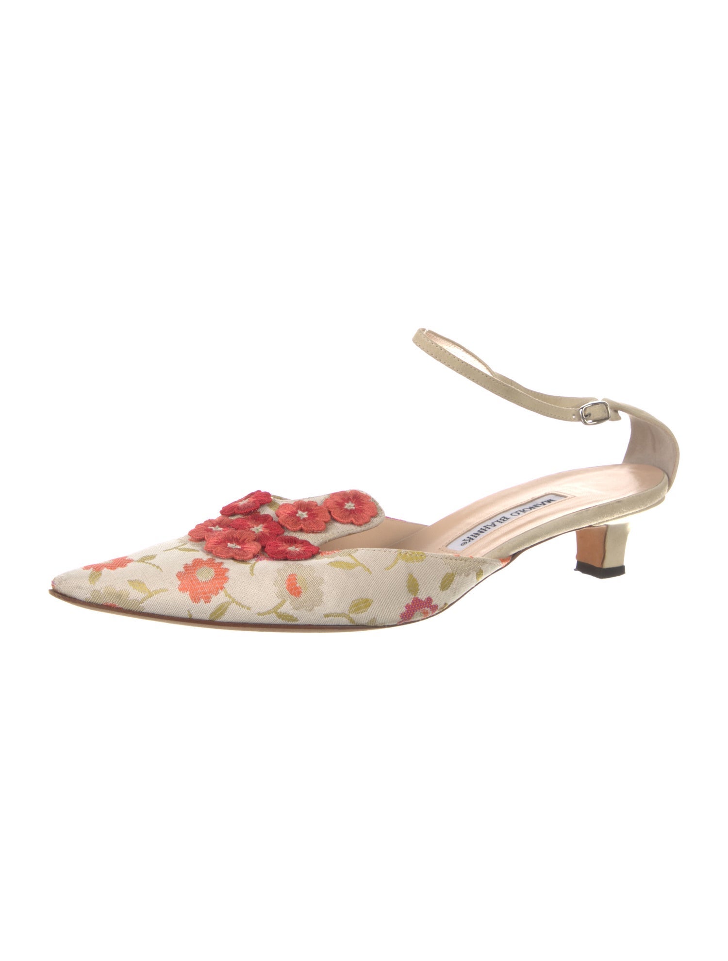 Manolo Blahnik Canvas Floral Print Mules