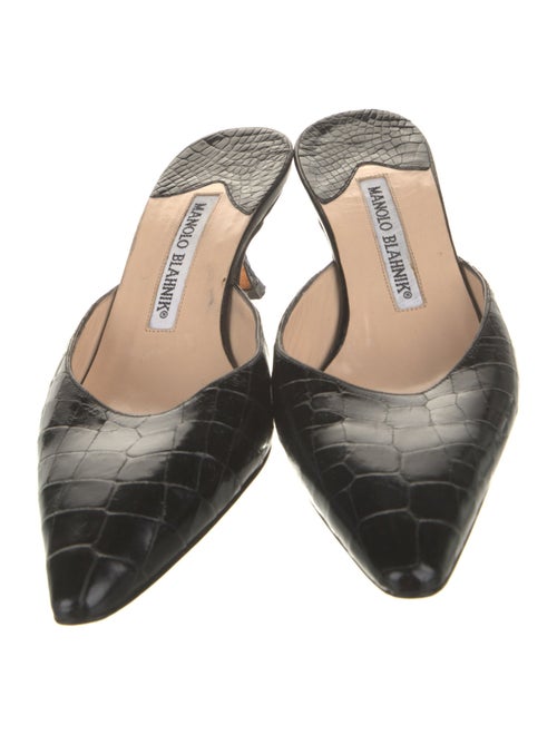 Manolo Blahnik Embossed Leather Animal Print Mules
