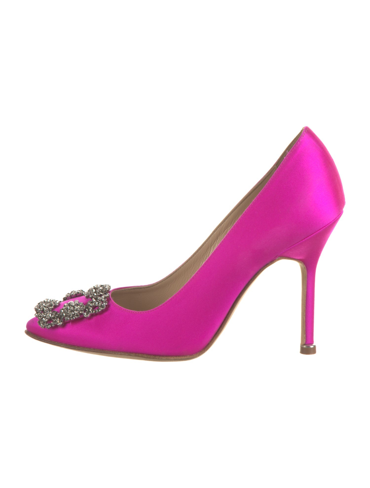 Manolo Blahnik Satin Crystal Embellishments Pumps