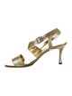 Manolo Blahnik Leather Crystal Embellishments Slingback Sandals