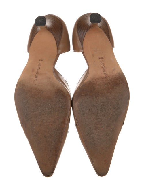 Manolo Blahnik Leather Bow Accents D'Orsay Pumps