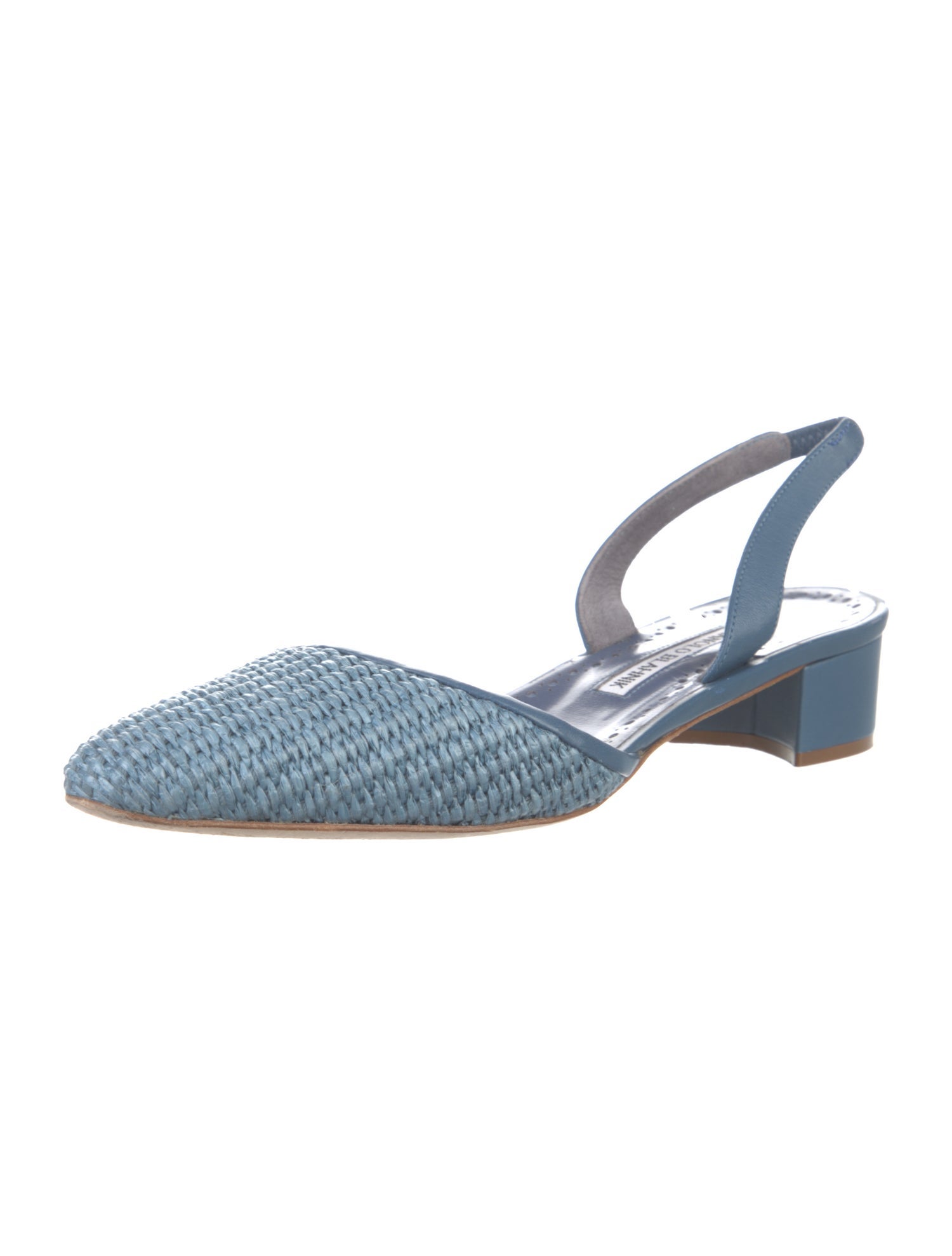 Manolo Blahnik Straw Slingback Flats