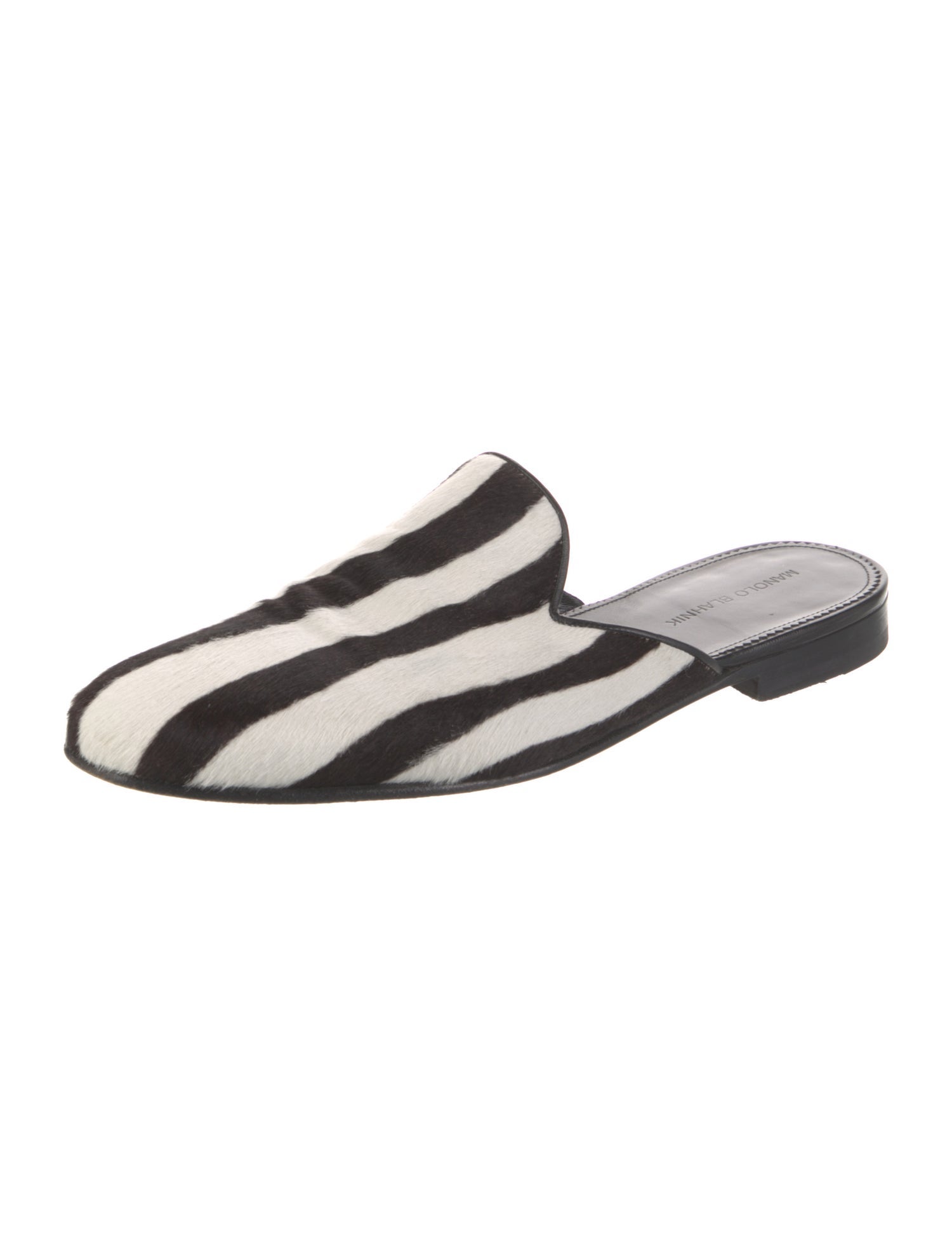 Manolo Blahnik Ponyhair Animal Print Slippers