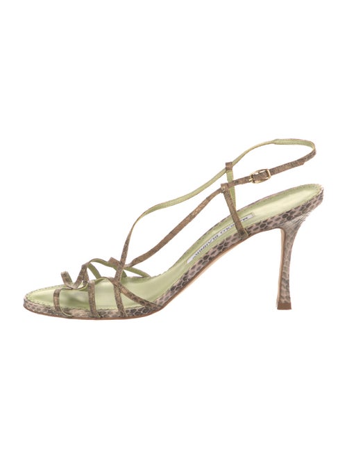 Manolo Blahnik Snakeskin Animal Print Slingback Sandals