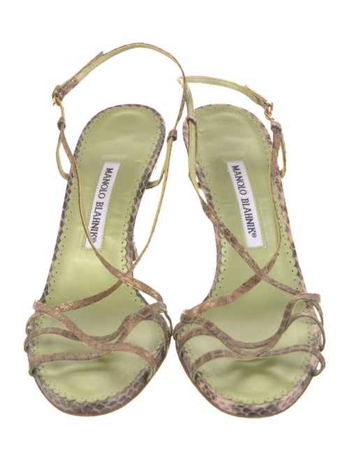 Manolo Blahnik Snakeskin Animal Print Slingback Sandals