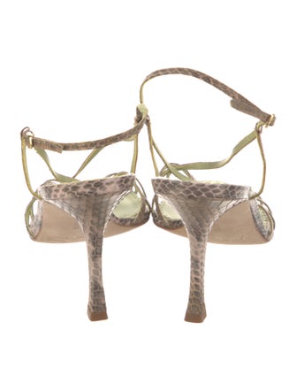 Manolo Blahnik Snakeskin Animal Print Slingback Sandals