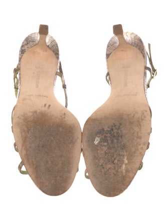 Manolo Blahnik Snakeskin Animal Print Slingback Sandals