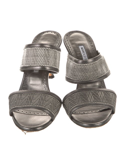 Manolo Blahnik Leather Patterned Slides