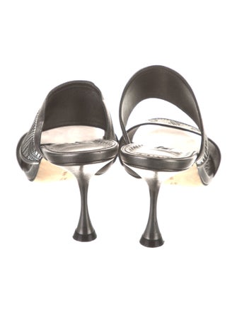 Manolo Blahnik Leather Patterned Slides