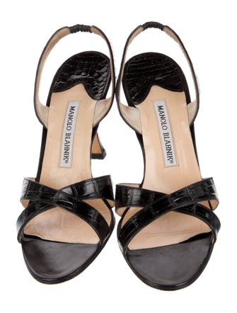 Manolo Blahnik Crocodile Slingback Sandals