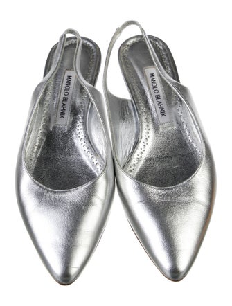 Manolo Blahnik Leather Slingback Flats