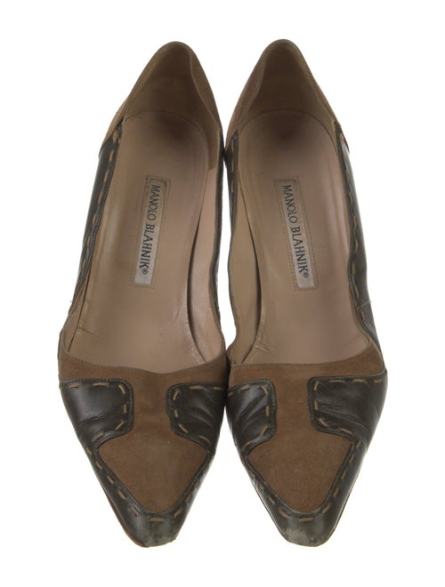 Manolo Blahnik Leather Colorblock Pattern Pumps