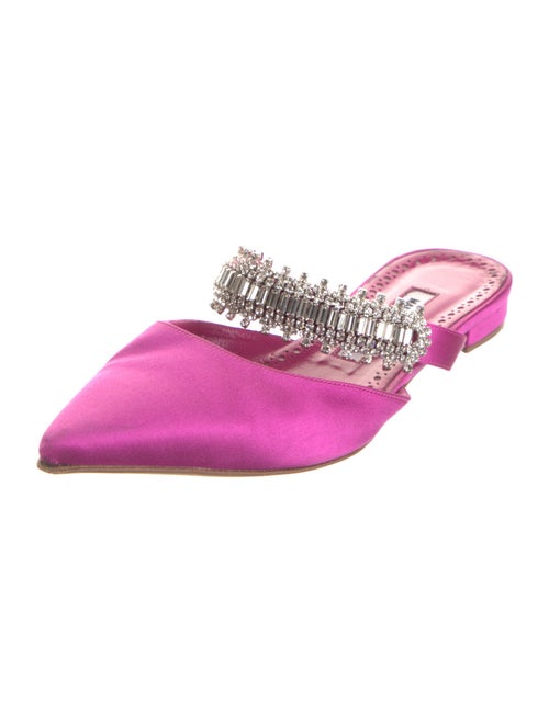 Manolo Blahnik Satin Crystal Embellishments Mules