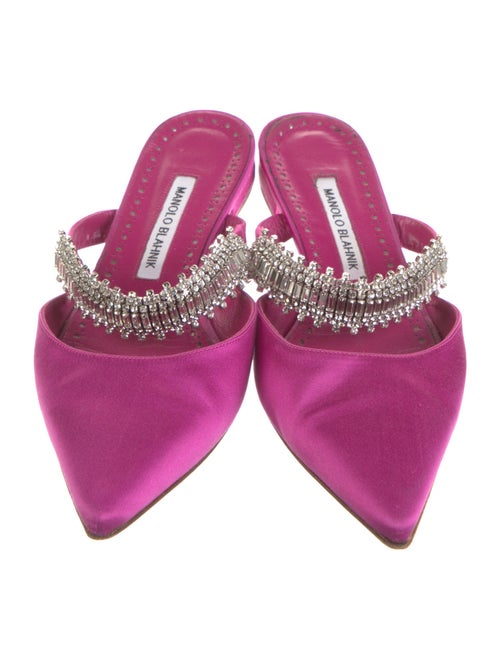 Manolo Blahnik Satin Crystal Embellishments Mules