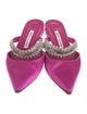 Manolo Blahnik Satin Crystal Embellishments Mules