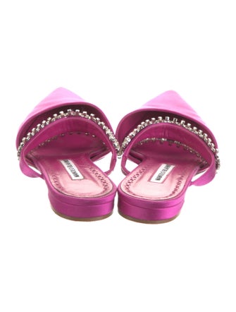 Manolo Blahnik Satin Crystal Embellishments Mules