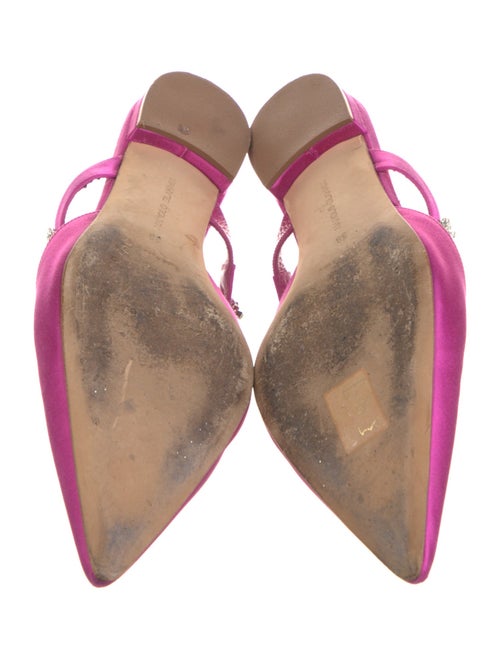 Manolo Blahnik Satin Crystal Embellishments Mules