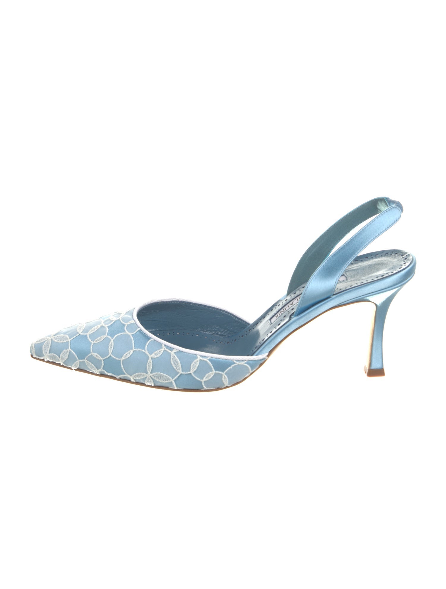 Manolo Blahnik Satin Printed Slingback Pumps