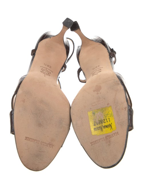 Manolo Blahnik Alligator Animal Print T-Strap Sandals