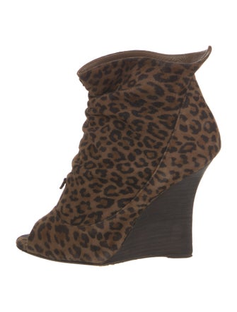 Manolo Blahnik Suede Animal Print Lace-Up Boots