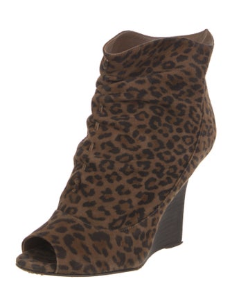 Manolo Blahnik Suede Animal Print Lace-Up Boots