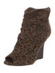 Manolo Blahnik Suede Animal Print Lace-Up Boots