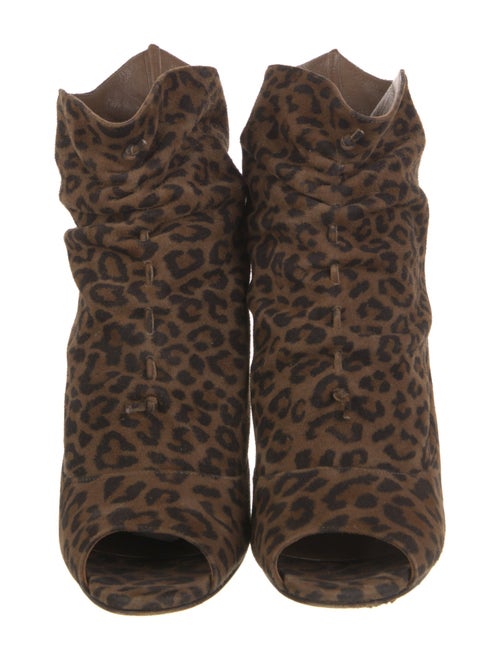 Manolo Blahnik Suede Animal Print Lace-Up Boots