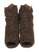 Manolo Blahnik Suede Animal Print Lace-Up Boots
