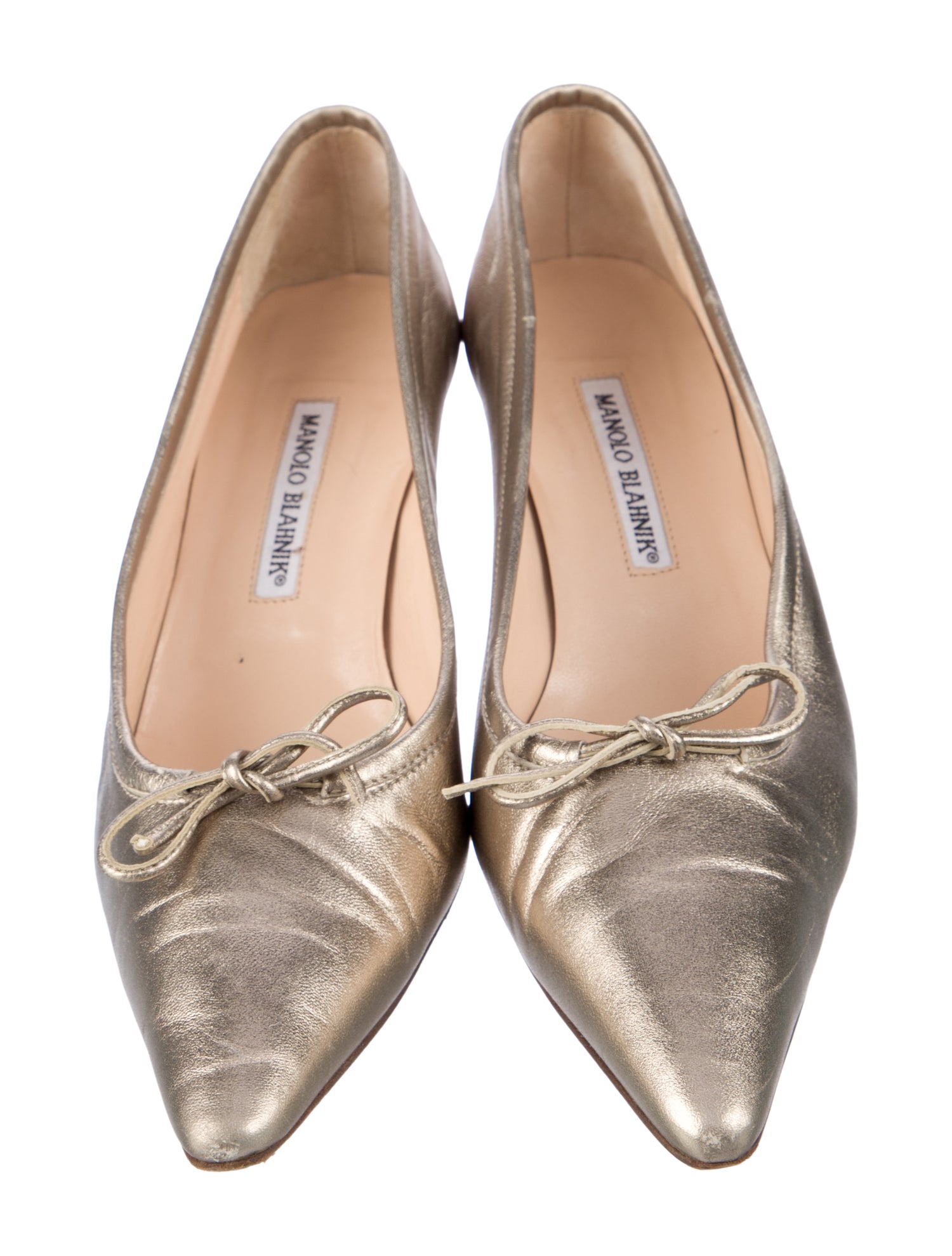 Manolo Blahnik Leather Bow Accents Pumps