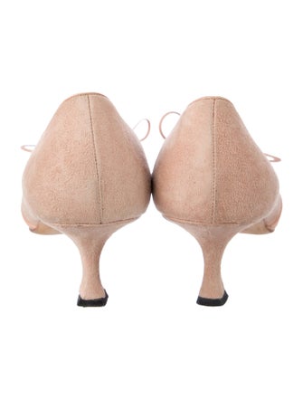 Manolo Blahnik Suede Bow Accents Pumps