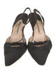 Manolo Blahnik Satin Leather Trim Embellishment Mules