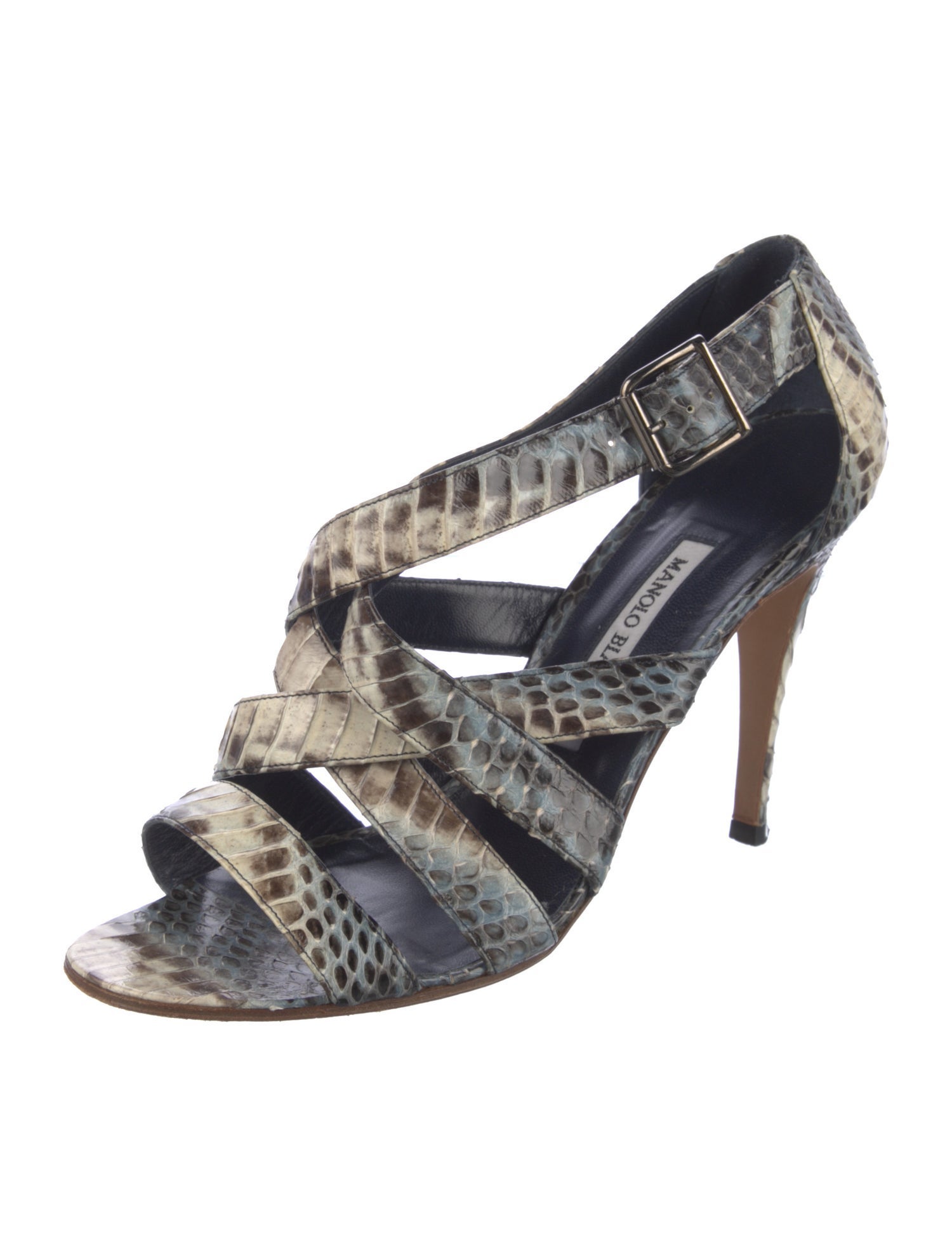 Manolo Blahnik Snakeskin Animal Print Sandals