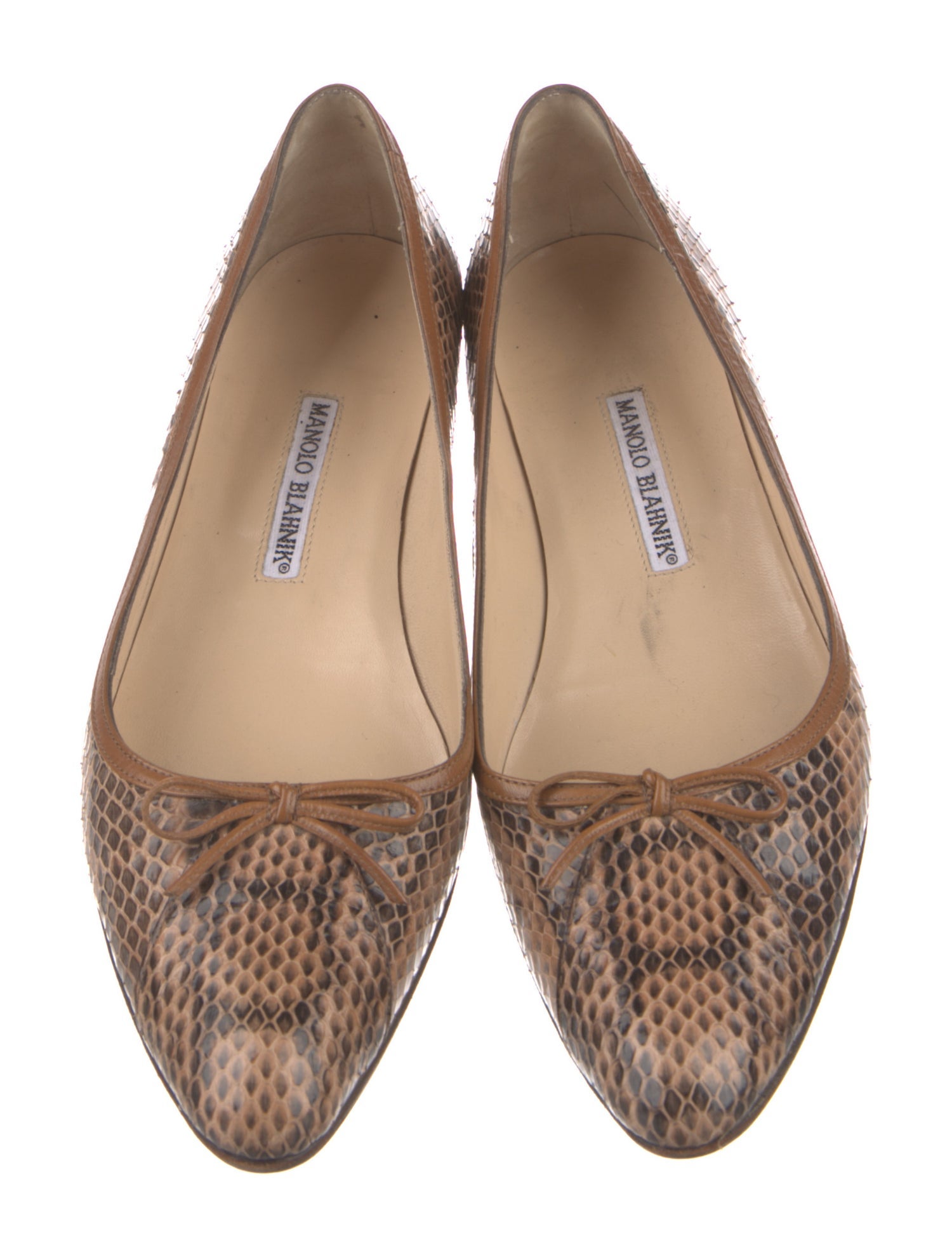 Manolo Blahnik Embossed Leather Animal Print Ballet Flats