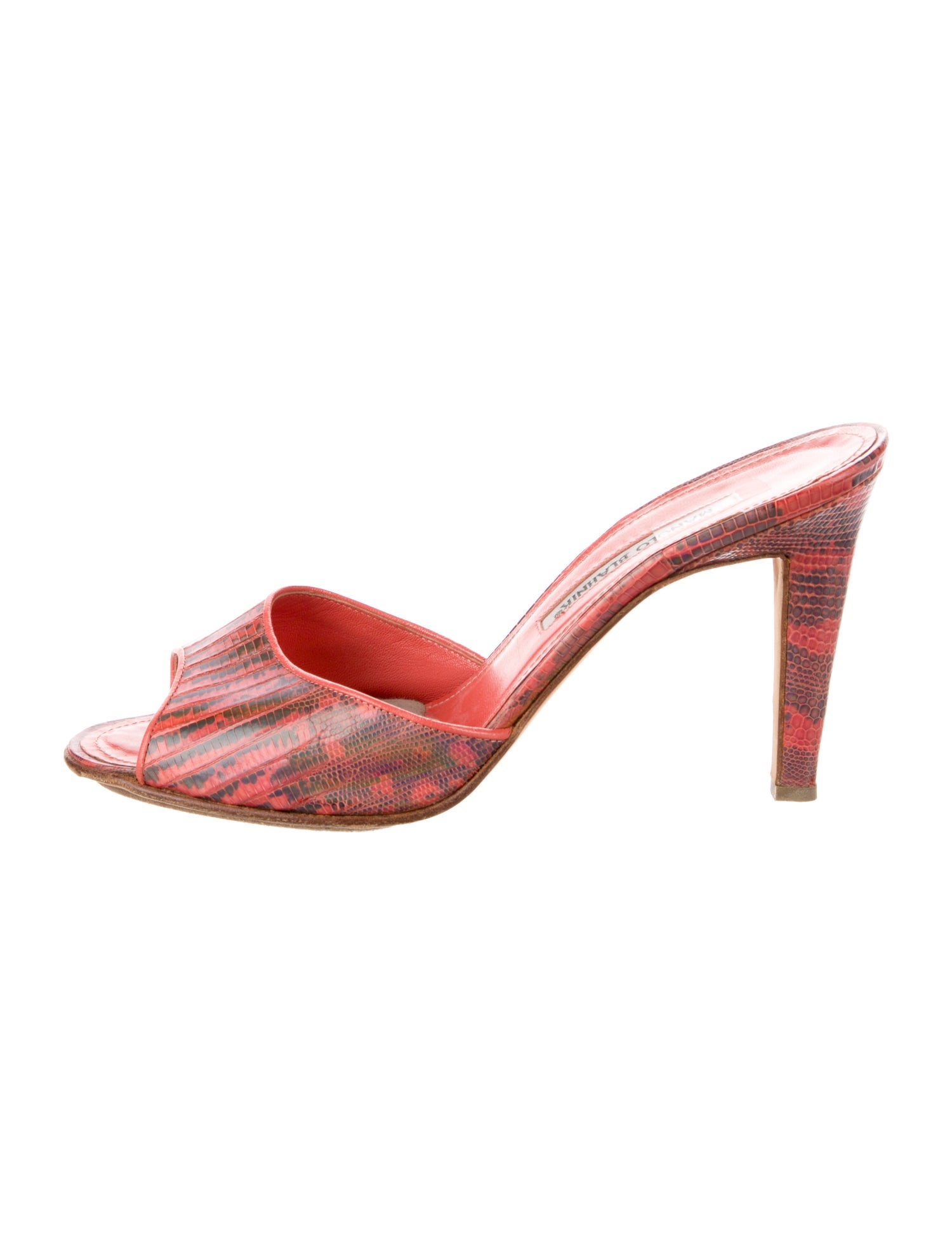 Manolo Blahnik Leather Printed Slides