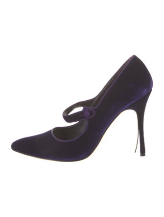 Manolo Blahnik Velvet Grosgrain Trim Pumps