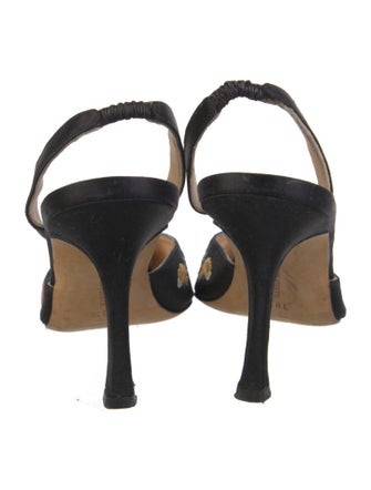 Manolo Blahnik Satin Floral Print Mules