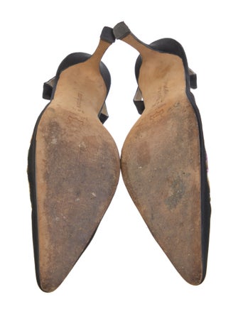 Manolo Blahnik Satin Floral Print Mules