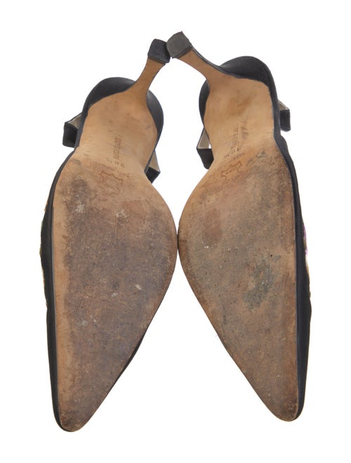 Manolo Blahnik Satin Floral Print Mules