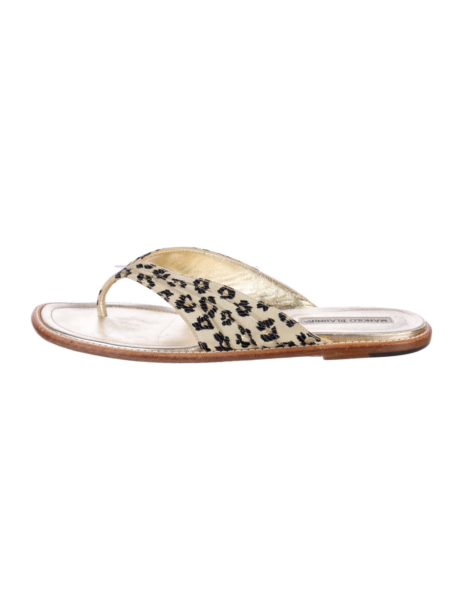 Manolo Blahnik Animal Print Flip Flops