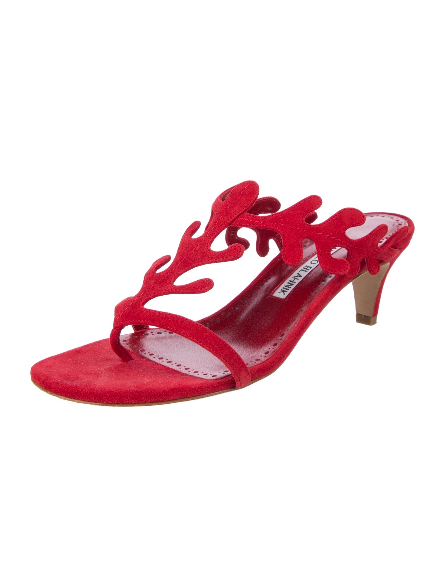 Manolo Blahnik Suede T-Strap Sandals