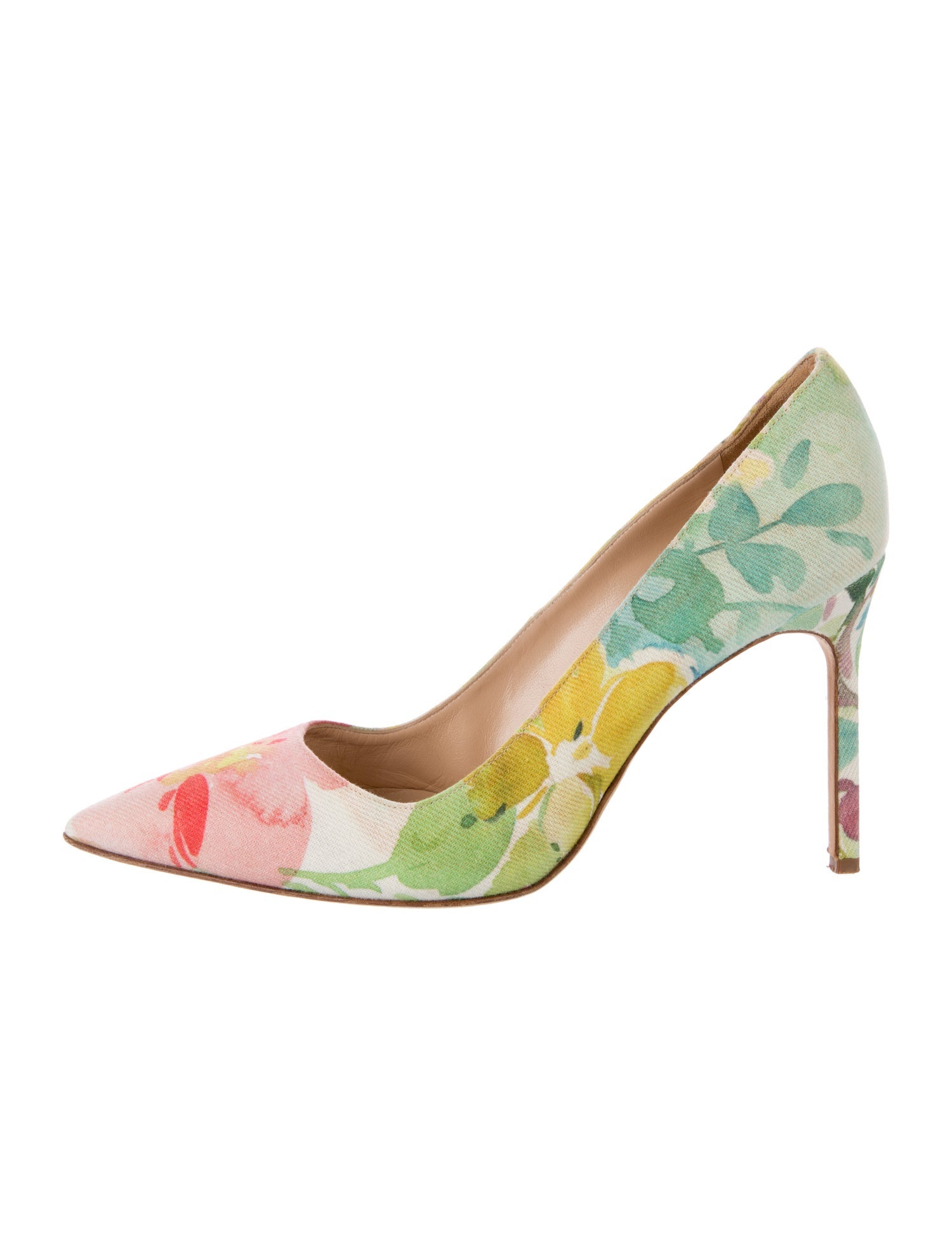 Manolo Blahnik Canvas Floral Print Pumps