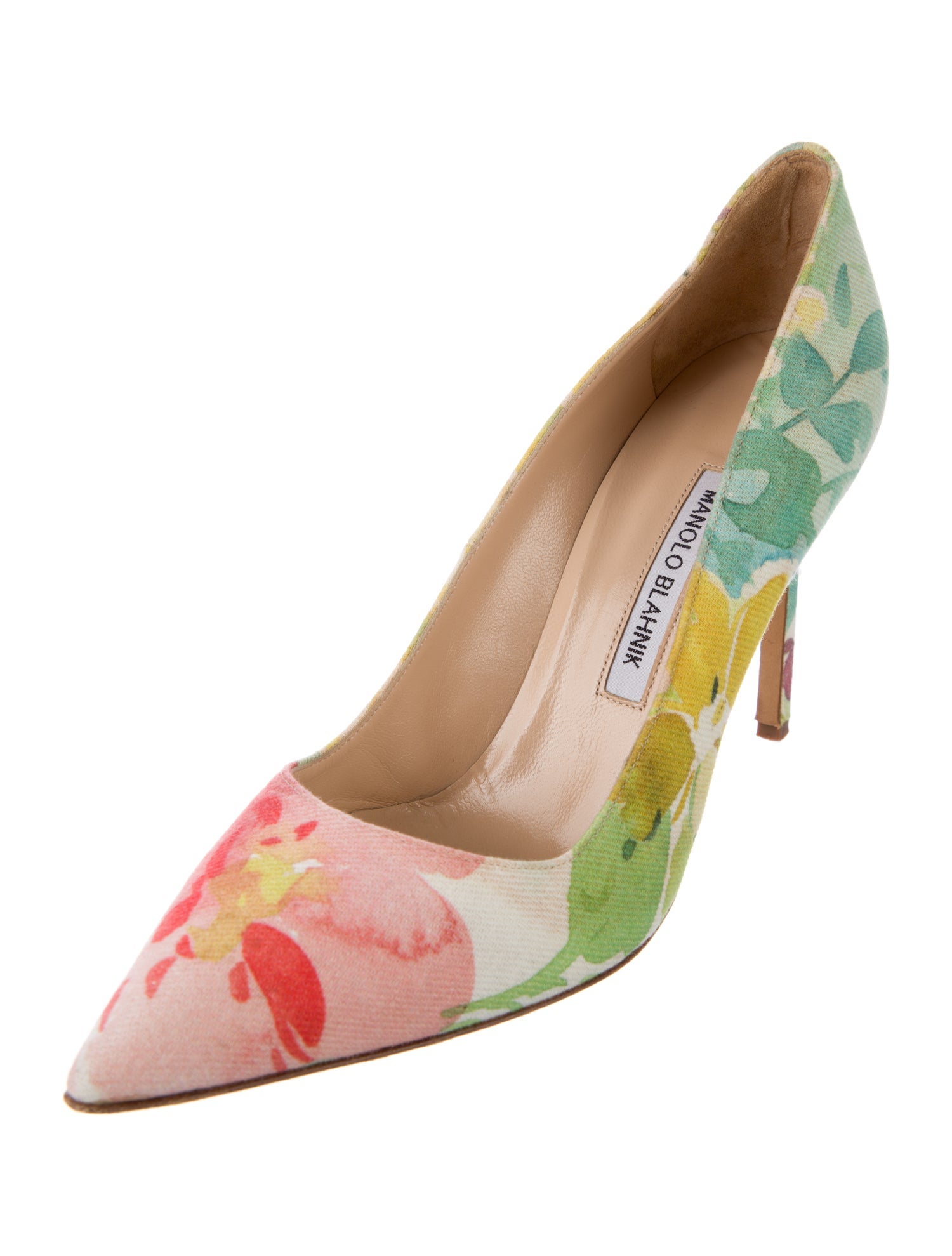 Manolo Blahnik Canvas Floral Print Pumps